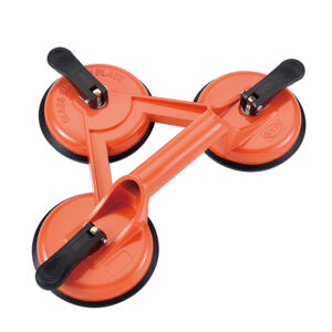 LV-203 Professional Orange Aluminum Triple-Claw Suction Cup, 160kg Heavy-Duty Glass Lifter for Large Format Porcelain & Stone Slabs