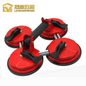 LV-404D Professional Red Aluminum Pump-Action Suction Cup, 120kg Heavy-Duty Industrial Glass Lifter with Vacuum Indicator for Smooth Surfaces