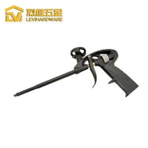 LV-214 Premium Matte Black Aluminium Alloy Foam Gun, Professional PTFE-Coated Expanding Foam Applicator with Precision Flow Control for Sealing & Insulation