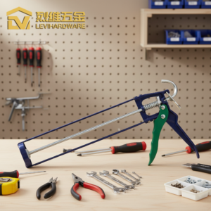 方案 A (工业耐用向 - 推荐):LV-9319 Professional Steel Cradle Caulking Gun | Heavy-Duty 10oz Cartridge Applicator | Reinforced Blue Alloy Sealing Tool